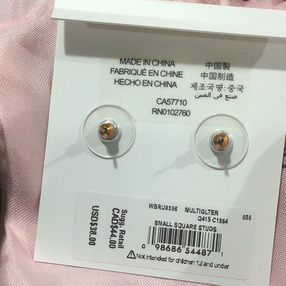 Kate Spade Multiglitter Small Square Stud Earrings with dust bag & box - Picture 3 of 3